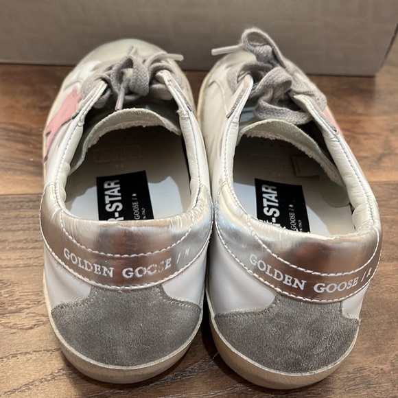 Golden Goose Superstar Sneaker in White, Ice, Orchid Pink, & Silver - Picture 4 of 5